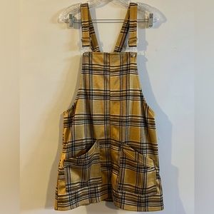 SO Medium Yellow Plaid Overall Dress